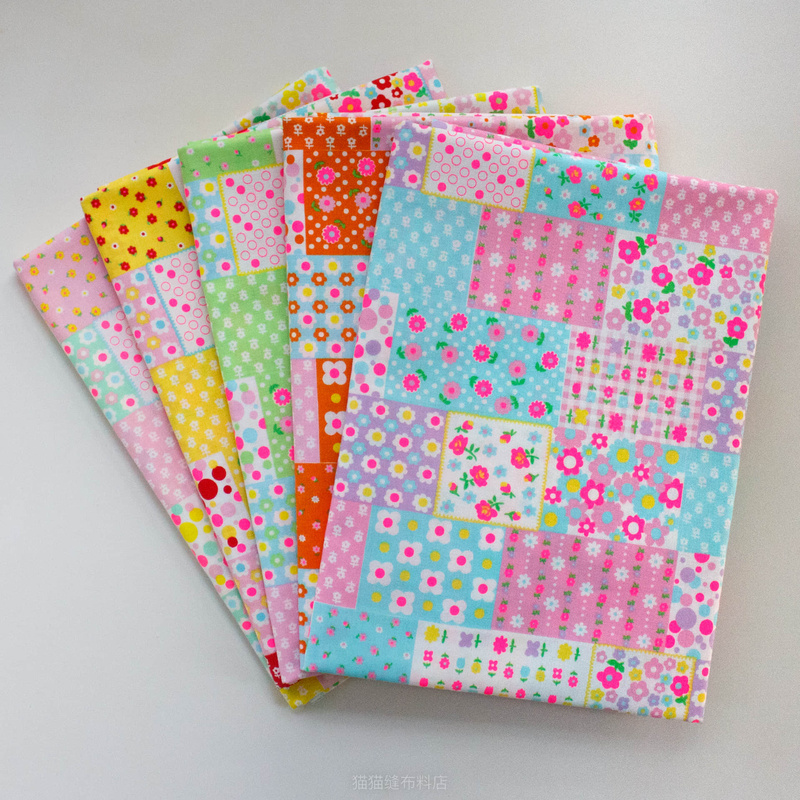 1/ 4m in Stock Fluorescent Fabric Kanon Patchwork Style Pure Cotton Imported Fabric