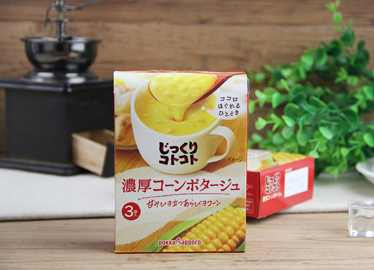 【Expédition directe du Japon】 POKKA SAPPORO expédié par DHL du Japon, livraison en 3-5 jours. Soupe instantanée crémeuse et riche au maïs, faible en calories, repas substitutif, lot de 3 sachets.