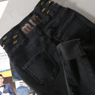 High-Waisted Skinny Jeans for Women, Slim Fit, 2025 Autumn New Style, Stretchy, Tight-Fitting, Black, Petite, Cropped Pencil Pants