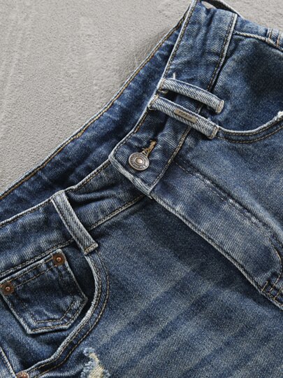 High-Waisted Denim Shorts for Women, New Autumn Style, Loose Wide-Leg Pants, Quarter-Length Pants for Petite Women, European High-End Casual Hot Pants