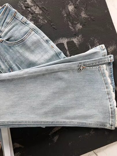 Petite Flared Jeans for Women, Slim Fit, Elastic, Butt-Lifting, 2026 Spring Hot Item, High-Waisted, Light-Colored, Slit, Slightly Flared Denim Pants