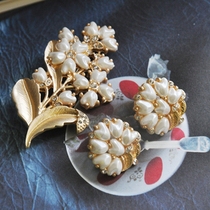 (autumn home) vintage French style vintage frosted pearl Suzulan ear clip 925 silver needle ear nail brooch suit