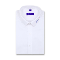 GIEVES CHARLES hand embroidered small flower slim men elegant white shirt