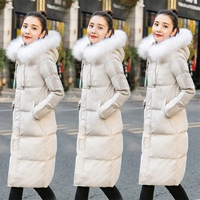 Áo dài chống cotton cho nữ dài 2019 mùa đông mới Dongdaemun qua đầu gối xuống áo bông thấm nước áo khoác bông - Bông áo khoác lông vũ dáng dài nữ