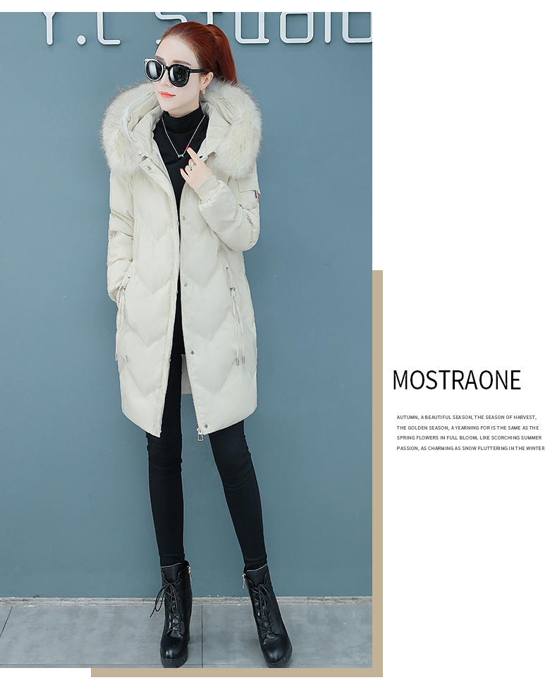2019 mùa đông mới xuống áo khoác nữ dài áo khoác cotton rộng cổ áo lông thú chống mùa hoang dã áo khoác nữ - Bông áo phao béo nữ