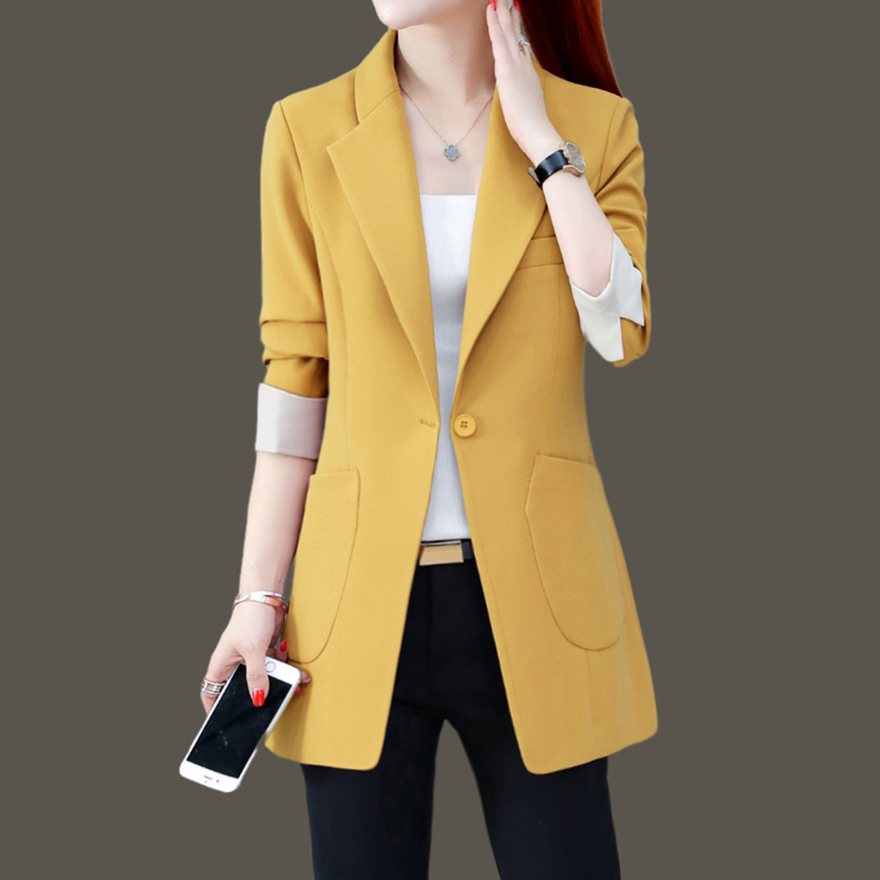 Spring and autumn women's black blazer women's 2021 spring new small casual thin suit top tide
