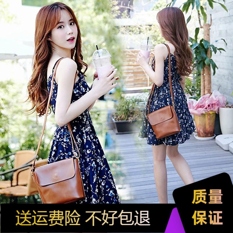 Thai Sana Tourist Holiday Beach Dress Harness V Collar Short Skirt Crumbled With Sleeveless High Waist Even Body Dress Summer Seaside