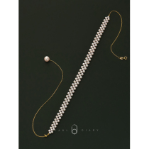  Pure hand-woven pearl necklace Female positive round aurora beautiful and elegant wedding jewelry clavicle chain k gold Akoya