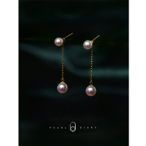  Blowing ear line 18k gold premium color aurora pearl ear line earrings pearl earrings gold temperament long section