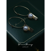 Pearl earrings 18K gold Aurora round pearl earrings female natural flawless send girlfriend commuter earrings