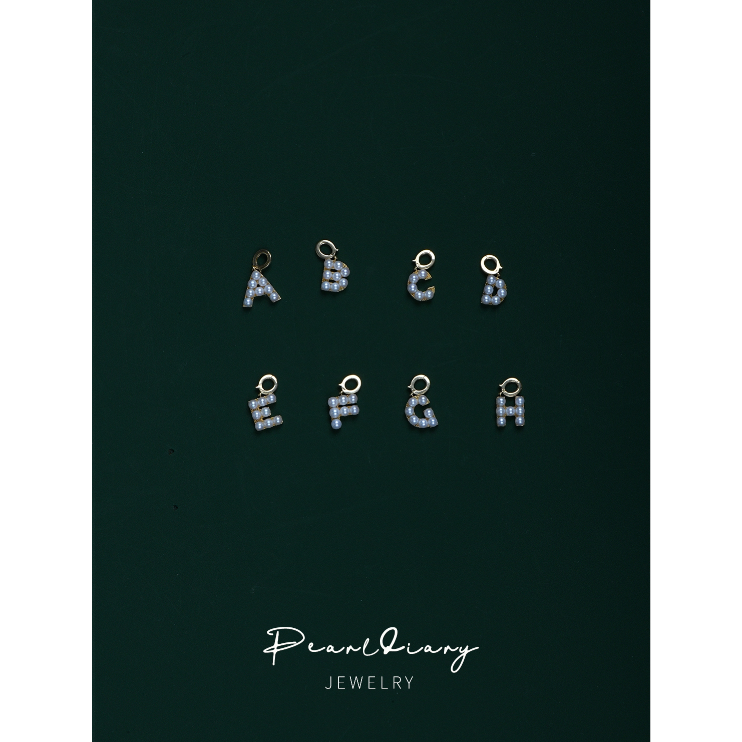 18K English letter pearl inlaid pendant XYZ