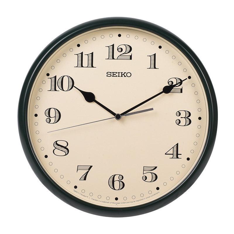 Seiko Japan Seiko 11inch Retro Grass Green Border Wall Clock for Living Room, Bedroom, Home Use, Japanese Style Simple Clock