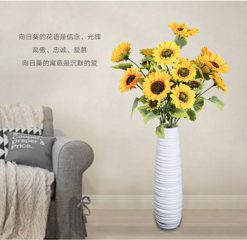 向日葵仿真花束摆设干花瓶客厅玄关大号落地假花装饰品插花艺摆件详情8