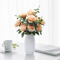 Simulation 11 Head Rose Bouquet Living-room Decoration Fake Flowers Furnishing Dry Flower Table Home Flower Arrangement Pendulum Interior Silk Flowers