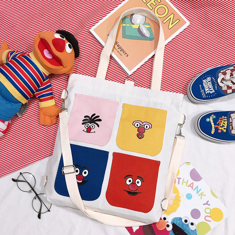 Skew Cross Sail Bag Women single shoulder ins Student Korea Brief Large capacity Large-capacity Book Handbag 100 lap Artistic Cloth Bag