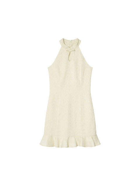 XXNING New Chinese-style Chinese-style plate-button halter-neck dress, elegant, high-end, waist-cinching lace long skirt