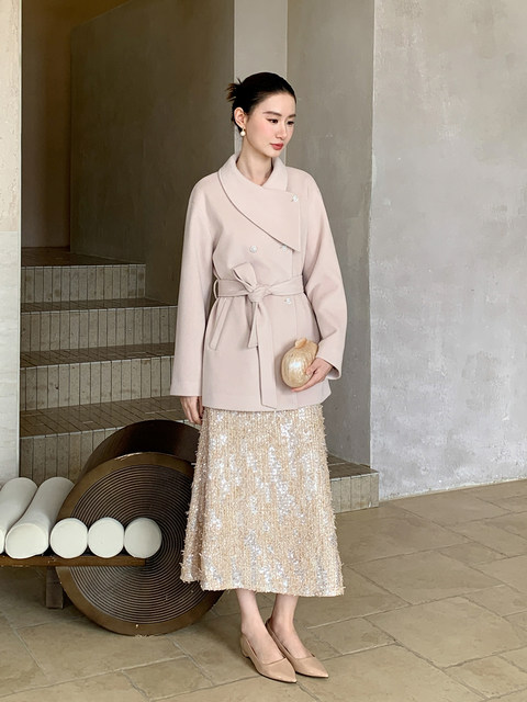 Xxning French-Style Heavy Sequined Skirt for Women, 2025 Autumn and Winter New Model, High-End Elegant Drapey Bodycon Skirt