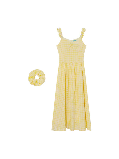 Xxning French-Style Ruffled Spaghetti Strap Dress for Women, Atmospheric Seaside Vacation Style Fairy Long Dress