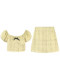 Xxning Tweed Style Sweet Girl Puff Sleeve Yellow Short Top Casual Pants Spring Casual Fashion Two-Piece Set