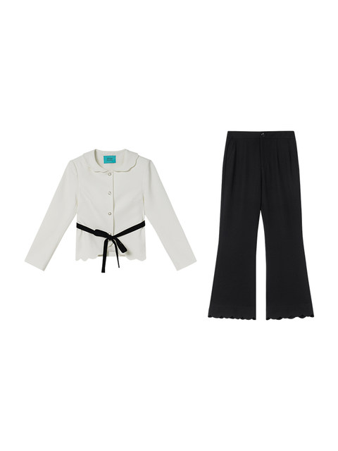 Xxning French-Style Wavy Edge Top and Casual Pants Set for Women, High-End and Elegant, Waist-Cinching Two-Piece Set