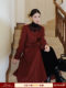 XXNING French retro palace style flower collar waisted woolen coat for women in autumn waist slimming long coat