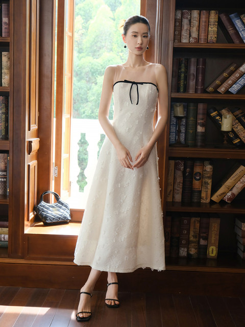 Xxning French-Style Patchwork Mesh Three-Dimensional Flower Vest Dress for Women, Autumn Exquisite and Elegant Long Dress