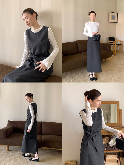 Xxning French Style Vest and Skirt Suit for Women 2025 Autumn and Winter New High-End Fashion Work Clothing Two-Piece Set