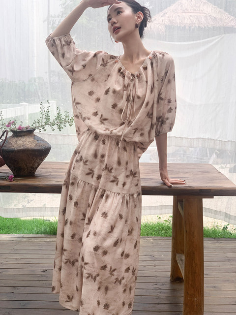 Xxning French-Style Tea Break Floral Print Top and Skirt Set for Women, New Spring High-Waisted Slimming Two-Piece Set