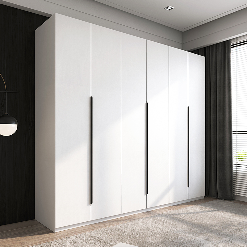 Bedroom Wardrobe Home Adults 4 Doors 6 Doors Large Wardrobe Modern White Lockers Small House Type Main Sleeper Solid Wood Closet-Taobao