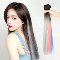 Gradient color one-piece hanging ear dyed wig piece Invisible incognito highlighting hair extension wig Female short hair hanging ear hair piece
