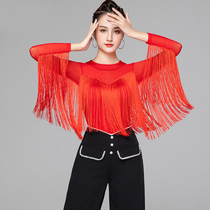 Modern dance jacket tassel long sleeve new female Waltz social dance dance costume Latin dance practice uniform