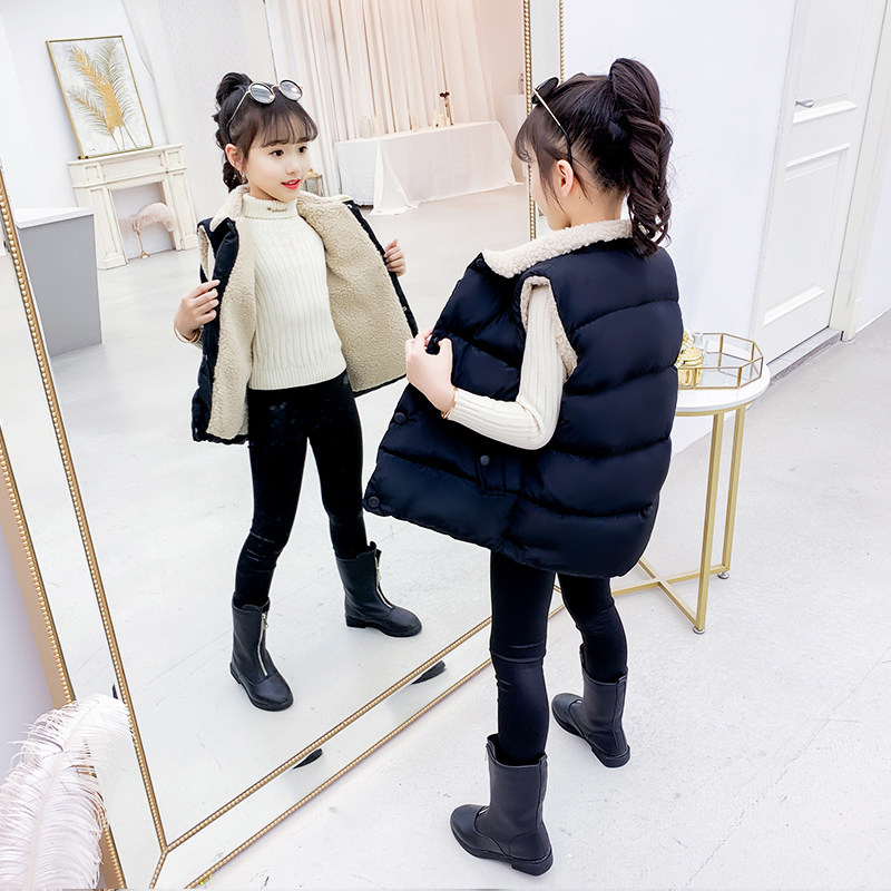 Children's down cotton vest winter thickened boy's waistcoat girl baby middle-aged and older children's vest outside wearing waistcoat western style