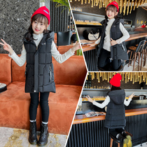2022 childrens vest winter thickening boys and girls baby middle-aged childrens down cotton vest hooded outer wear vest tide