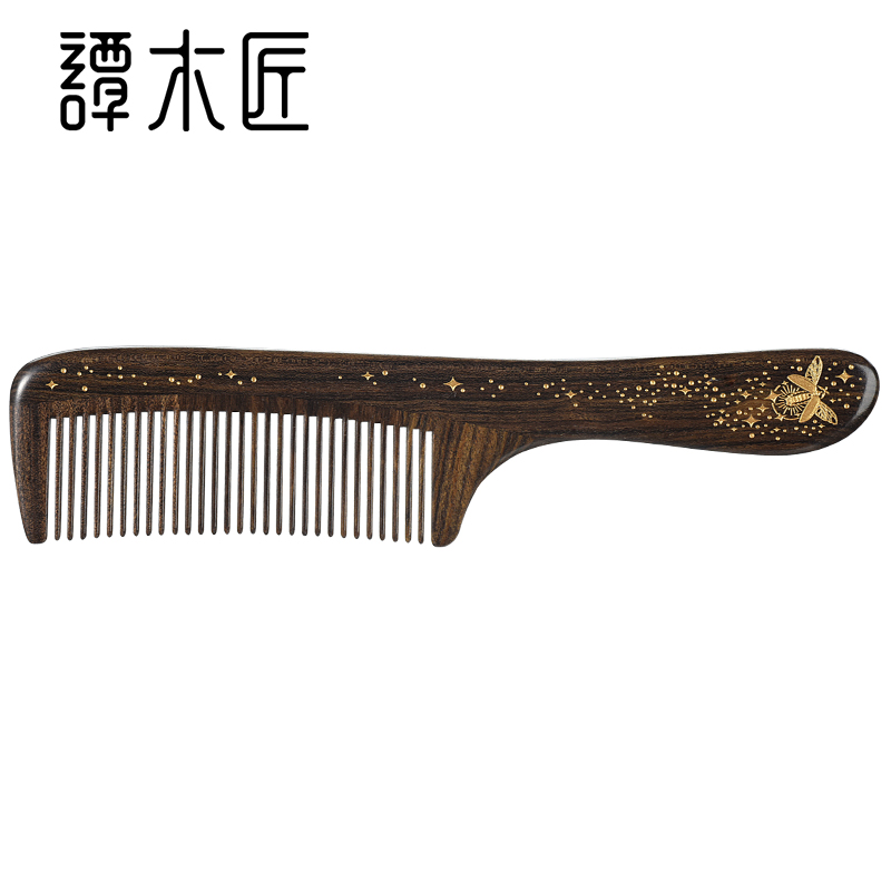 Tan carpenter Lacquer art comb Panxia L (flow brush) natural wood comb birthday to send parents