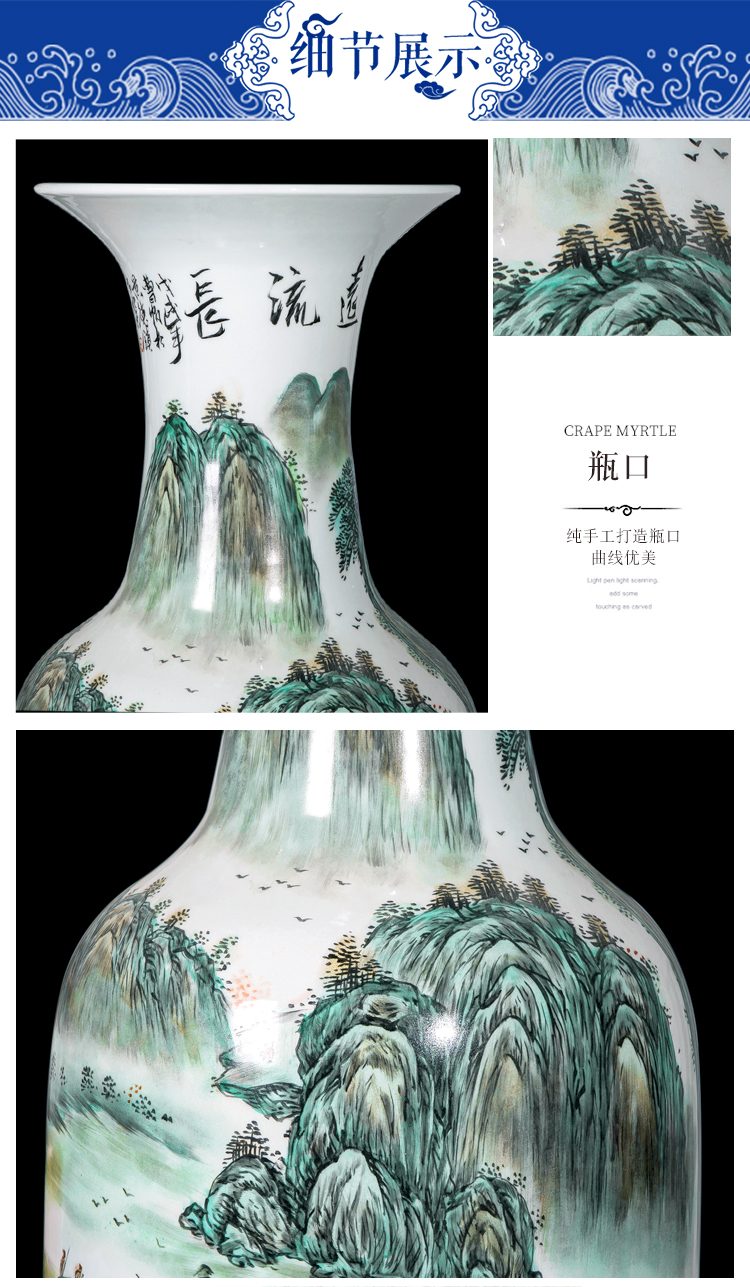 Jingdezhen porcelain has a long history in the hand of large vases, Chinese style living room beside the hotel decoration TV ark, furnishing articles