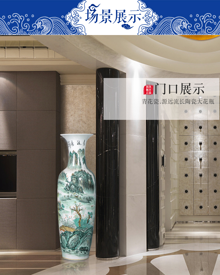 Jingdezhen porcelain has a long history in the hand of large vases, Chinese style living room beside the hotel decoration TV ark, furnishing articles