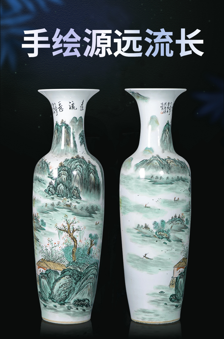 Jingdezhen porcelain has a long history in the hand of large vases, Chinese style living room beside the hotel decoration TV ark, furnishing articles