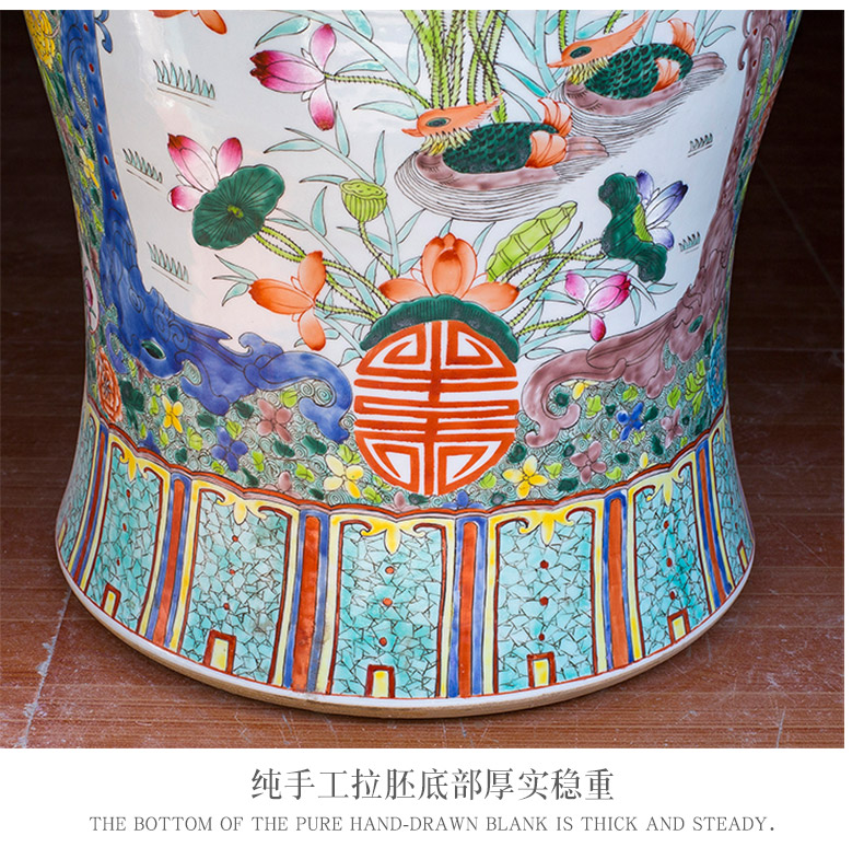 Jingdezhen ceramics general hand - made enamel tank big vase furnishing articles of Chinese style living room porch floor decoration decoration