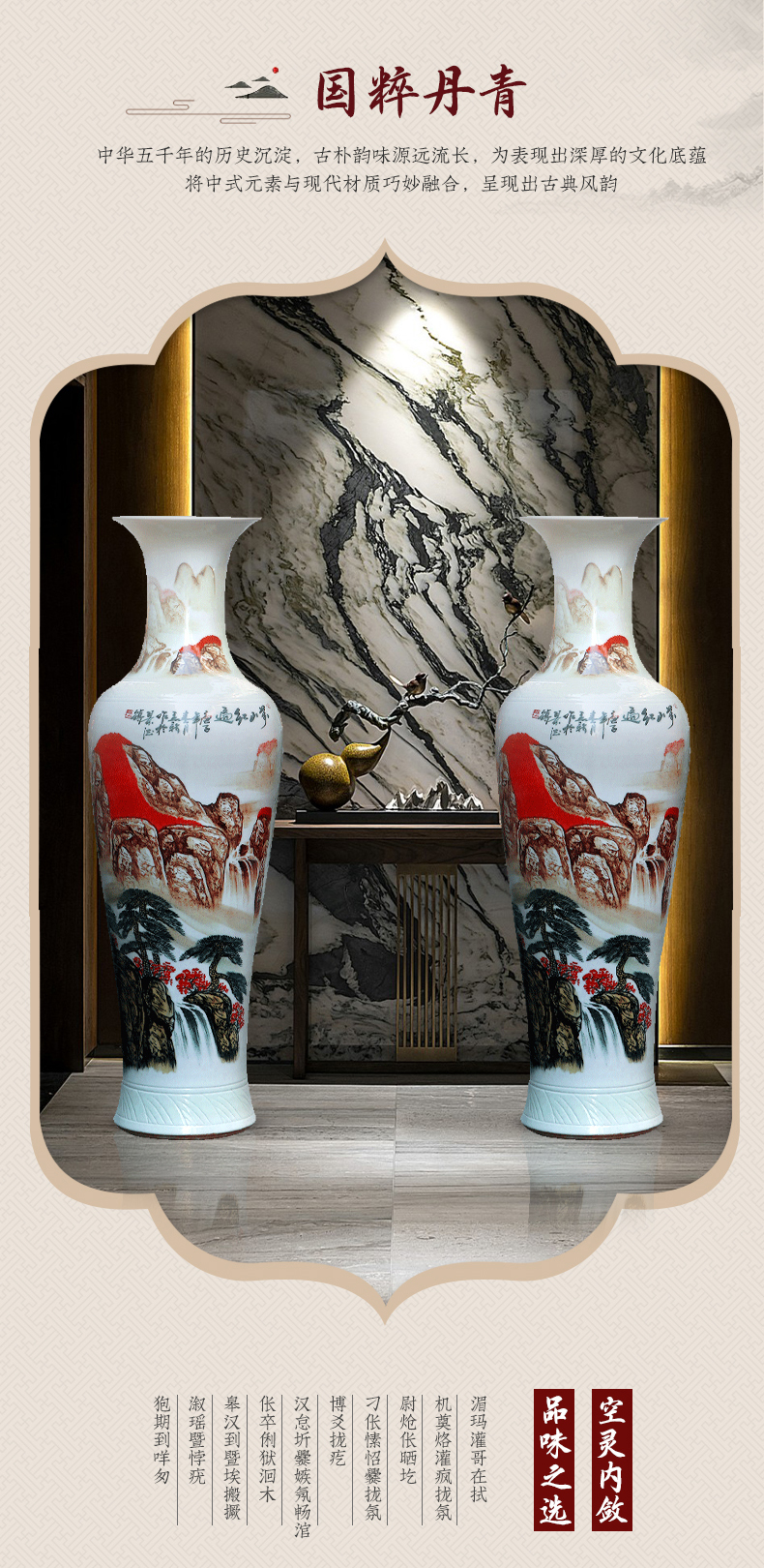 Jingdezhen ceramic hand - made much luck landing a big vase Chinese sitting room adornment is placed large opening gifts