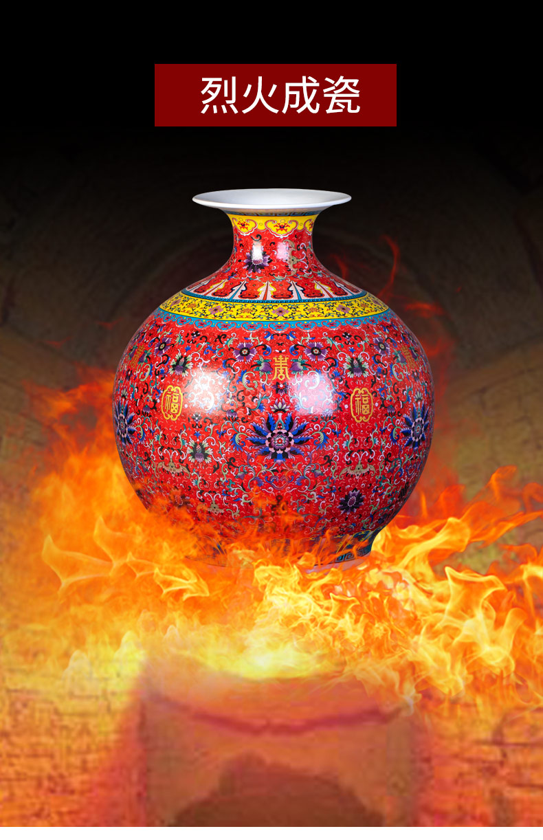 Archaize of jingdezhen ceramics colored enamel vase flower arranging the sitting room of Chinese style household adornment pomegranate bottles of furnishing articles