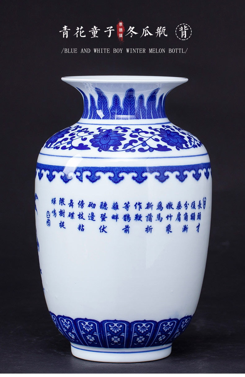 Floret bottle antique blue and white porcelain of jingdezhen ceramics furnishing articles Chinese flower arranging rich ancient frame sitting room decoration