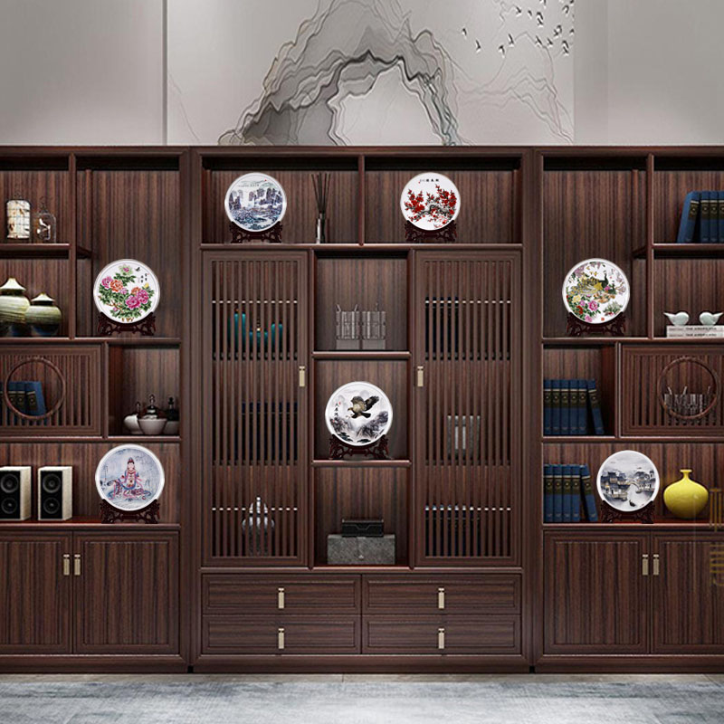 Jingdezhen ceramic powder enamel name plum harbinger figure furnishing articles home sitting room adornment TV ark, decoration decoration plate