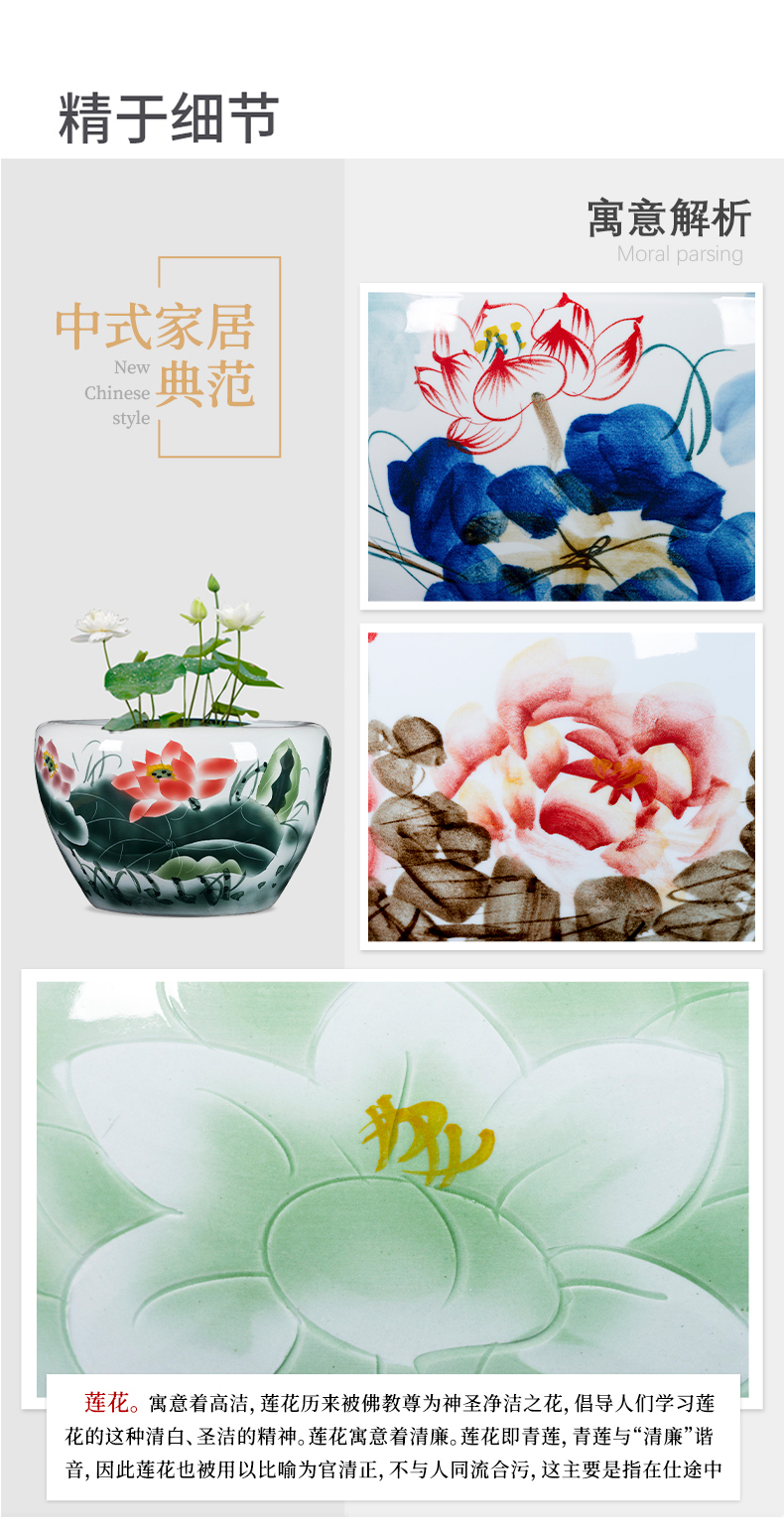 Jingdezhen ceramic hand - made aquarium large home sitting room landscape garden floor furnishing articles is suing green plant adornment