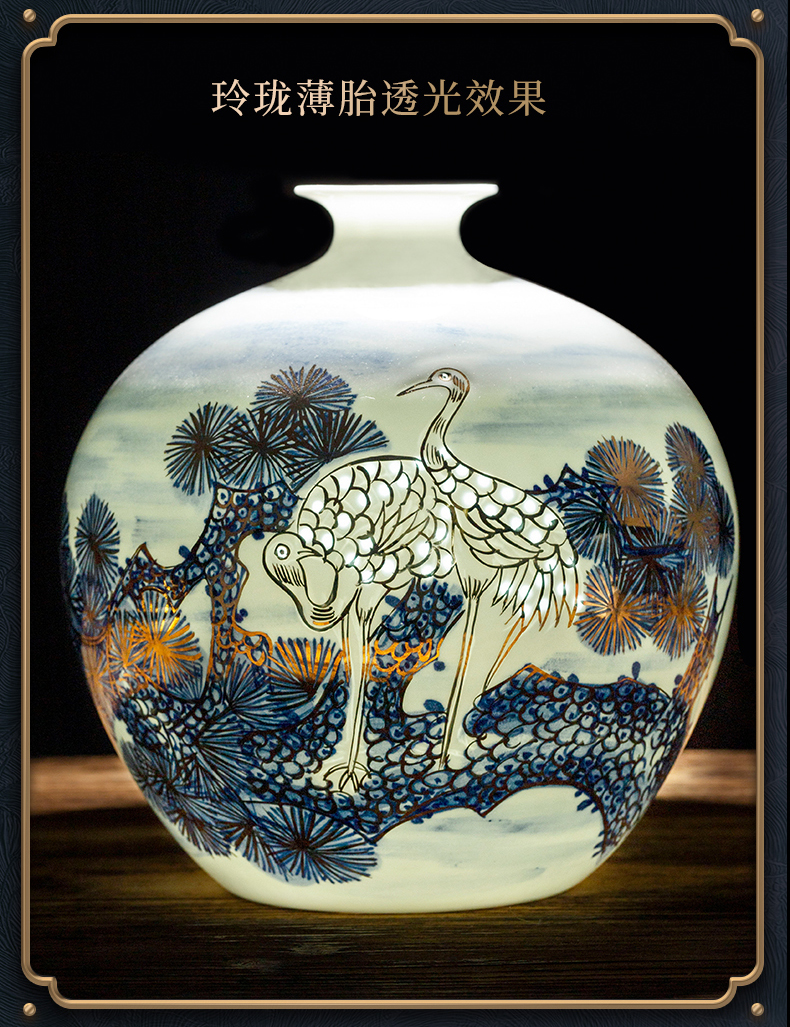 Jingdezhen ceramics vase hand - made paint pomegranate bottles of furnishing articles new Chinese flower arranging rich ancient frame sitting room adornment