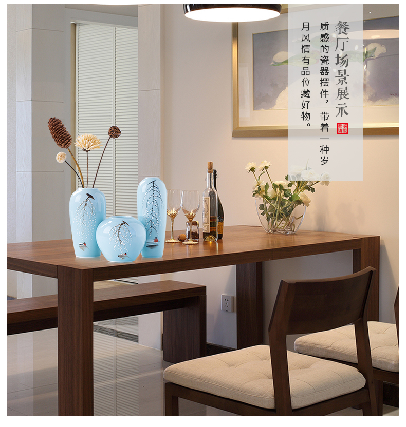 Jingdezhen ceramics new Chinese flower arranging floret bottle three - piece living room TV ark, home furnishing articles