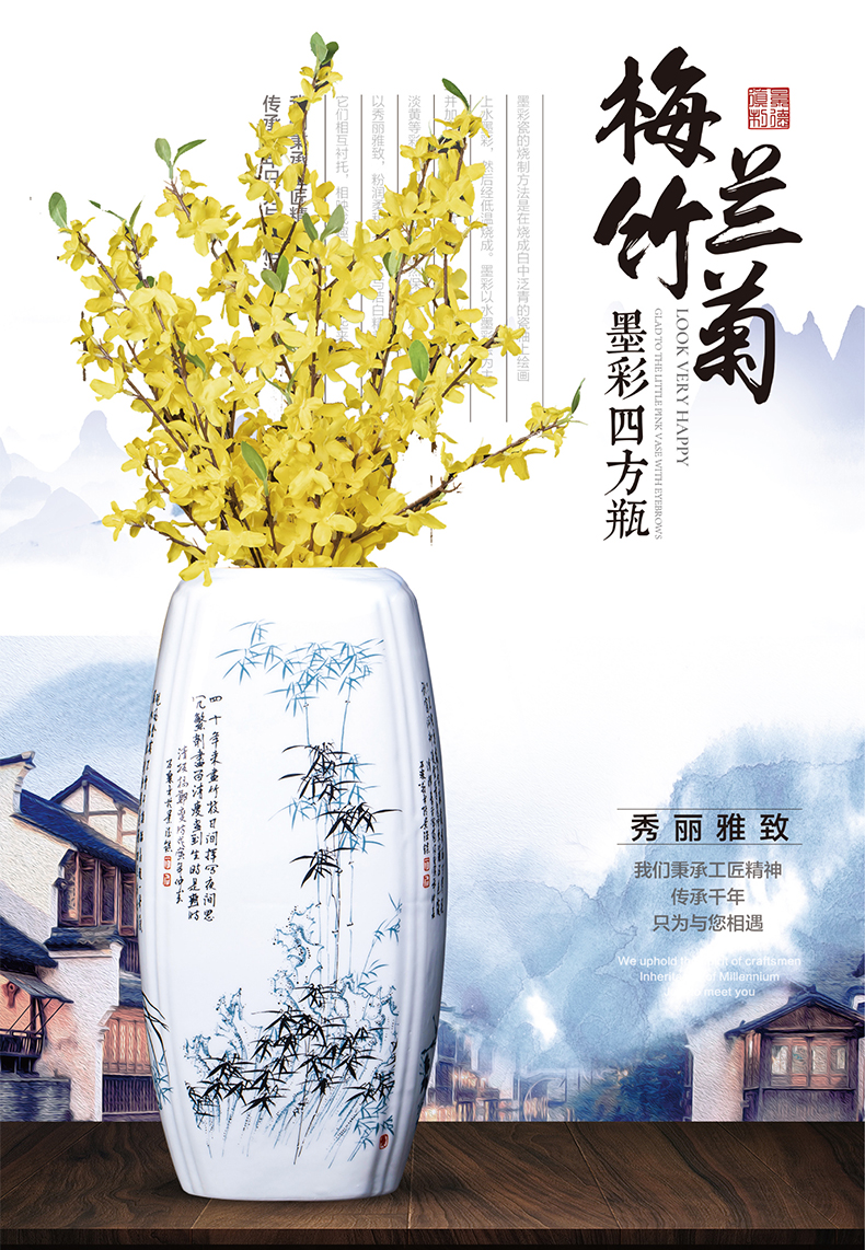 Jingdezhen ceramics lucky bamboo vases, flower arranging Chinese style household adornment of the sitting room TV ark place Chinese wind