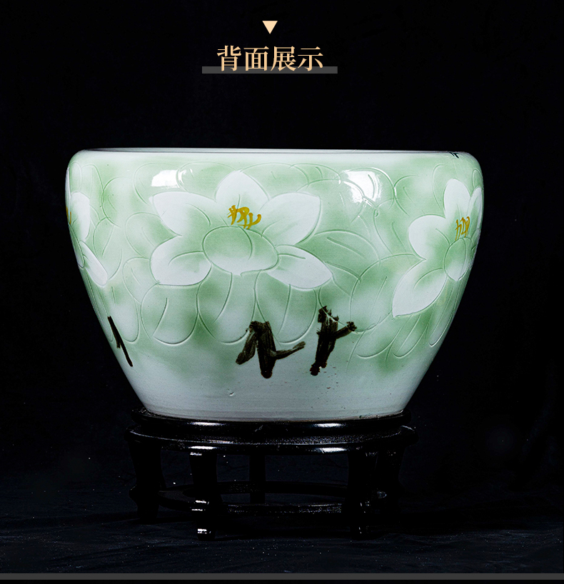 Jingdezhen ceramic hand - made aquarium large home sitting room landscape garden floor furnishing articles is suing green plant adornment