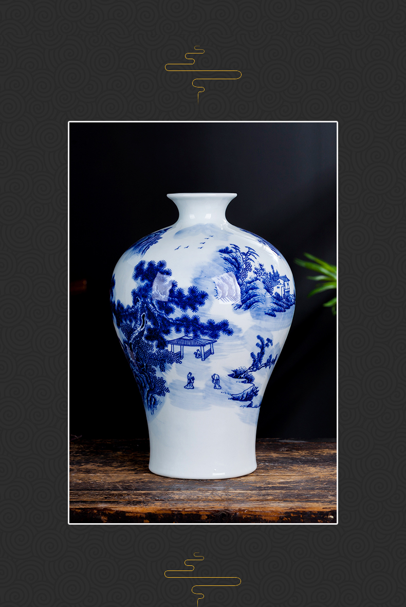 Jingdezhen ceramic blue and white porcelain vases, flower arranging new rich ancient frame the sitting room of Chinese style household decorations TV ark, furnishing articles