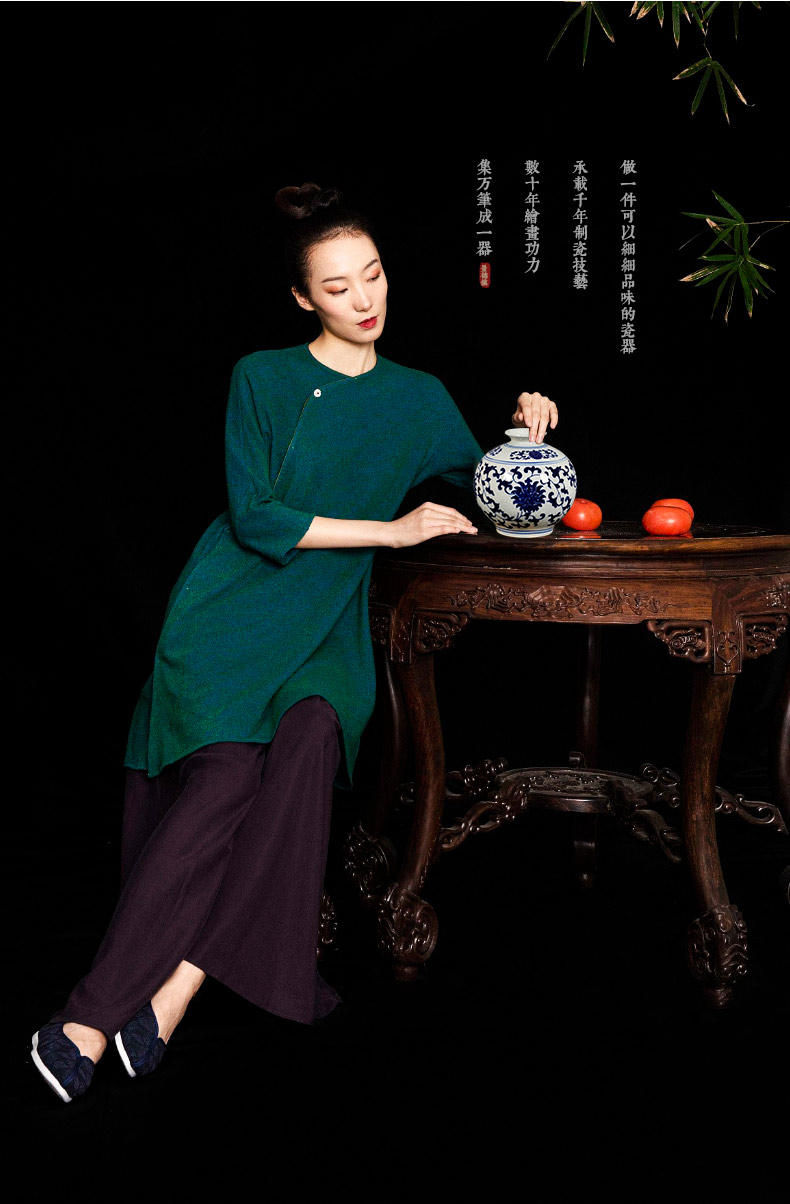 Archaize of jingdezhen ceramics up with blue and white porcelain vase Chinese style living room home decoration flower arranging rich ancient frame furnishing articles