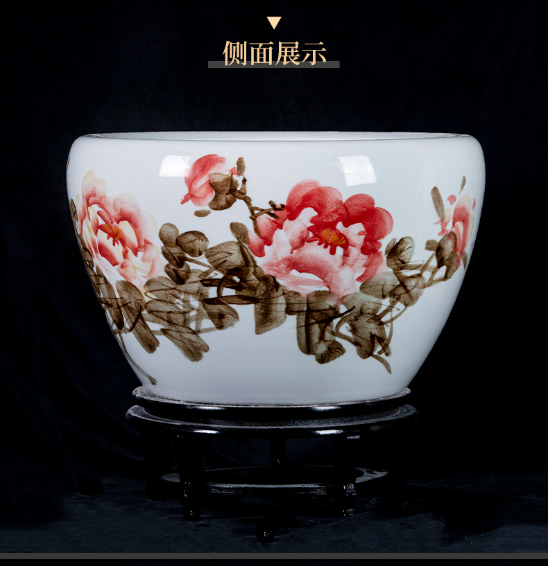 Jingdezhen ceramic hand - made aquarium large home sitting room landscape garden floor furnishing articles is suing green plant adornment